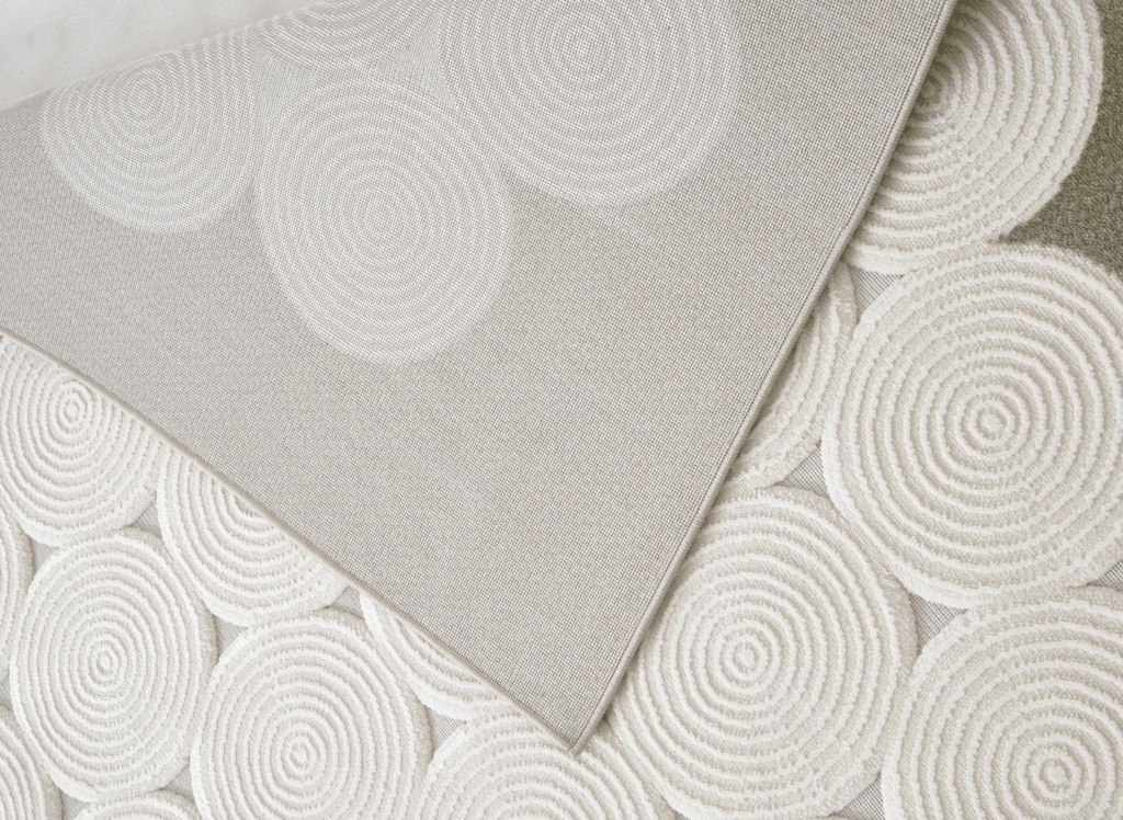 Tapis à motifs rond blanc écru 154 x 230 cm CLARA