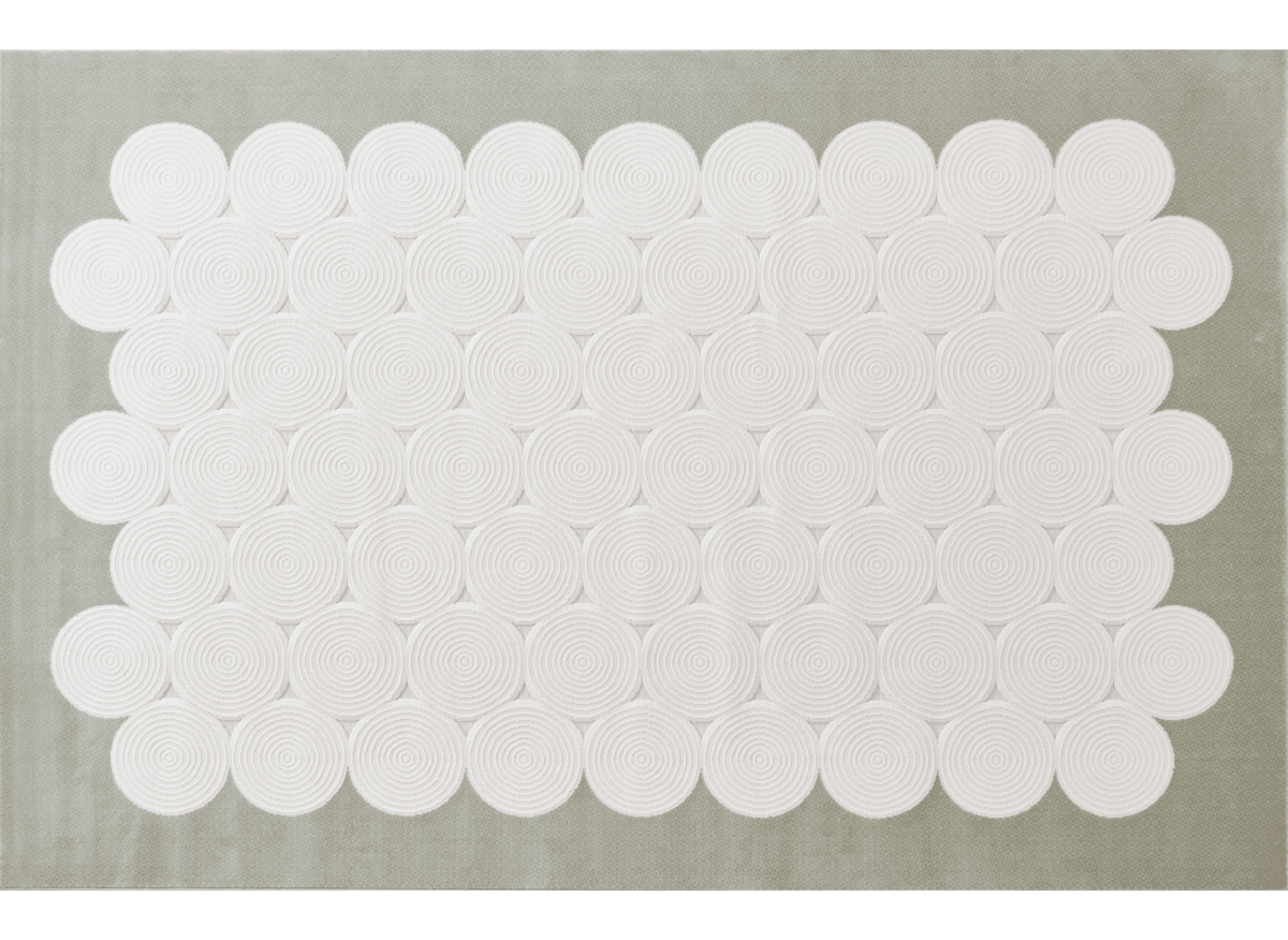 Tapis à  motifs rond blanc écru 192 x 290 cm CLARA