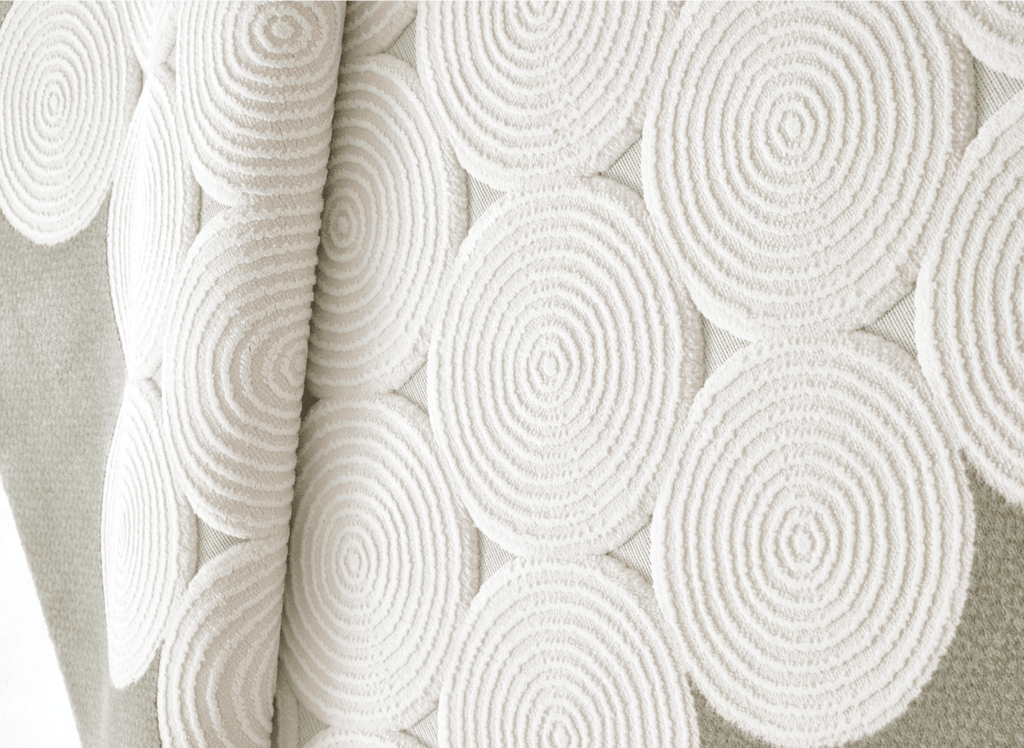 Tapis à  motifs rond blanc écru 192 x 290 cm CLARA