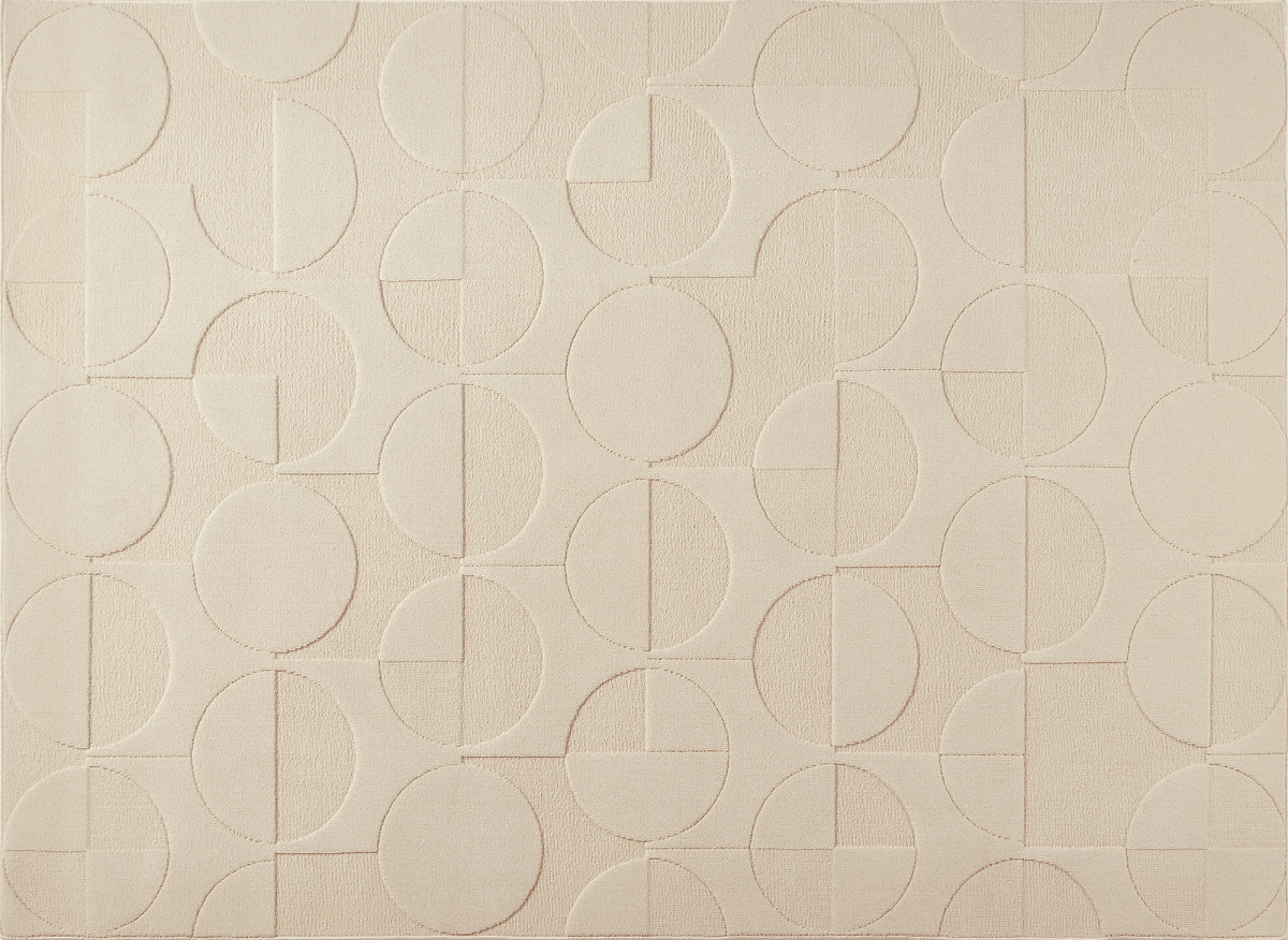 Tapis beige à motifs ronds 200 x 290 cm PURO