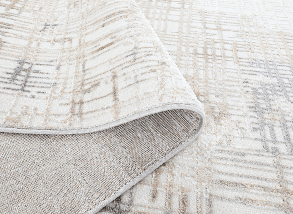 Tapis beige à motifs striés gris 160 x 230 cm PEKIN