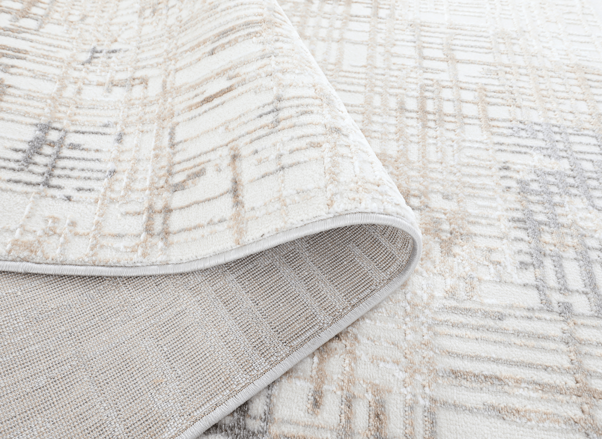 Tapis beige à motifs striés gris 160 x 230 cm PEKIN