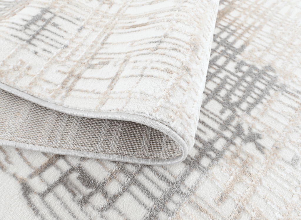 Tapis beige à motifs striés gris 160 x 230 cm PEKIN