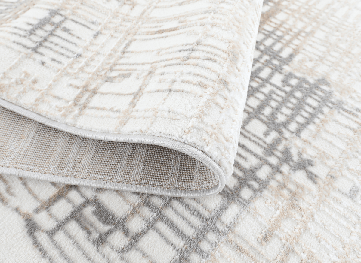Tapis beige à motifs striés gris 160 x 230 cm PEKIN