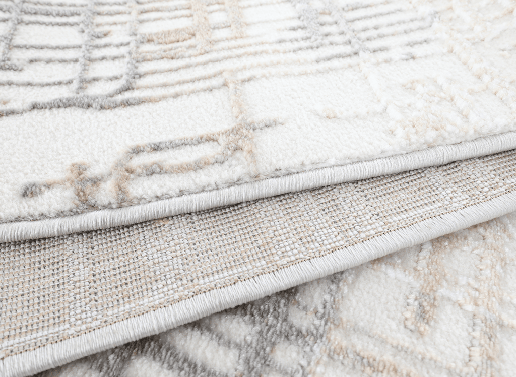 Tapis beige à motifs striés gris 160 x 230 cm PEKIN