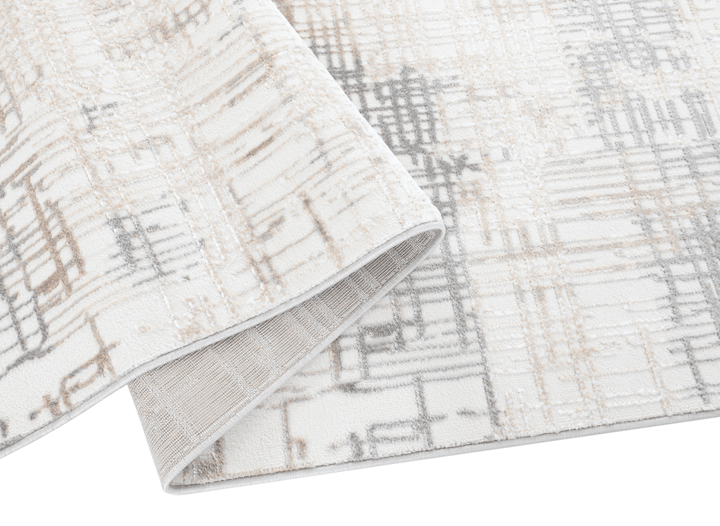 Tapis beige à motifs striés gris 160 x 230 cm PEKIN