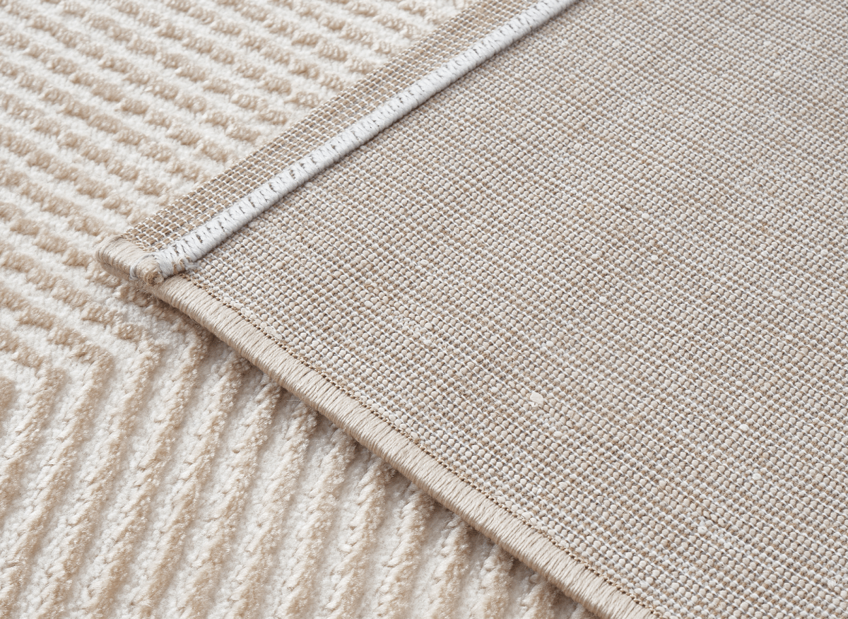Tapis beige et blanc motif chevron 160 x 230 cm HERRING