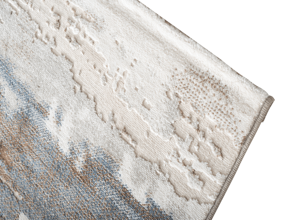 Tapis beige et bleu à motifs graphiques 200 x 290 cm MOSCOU