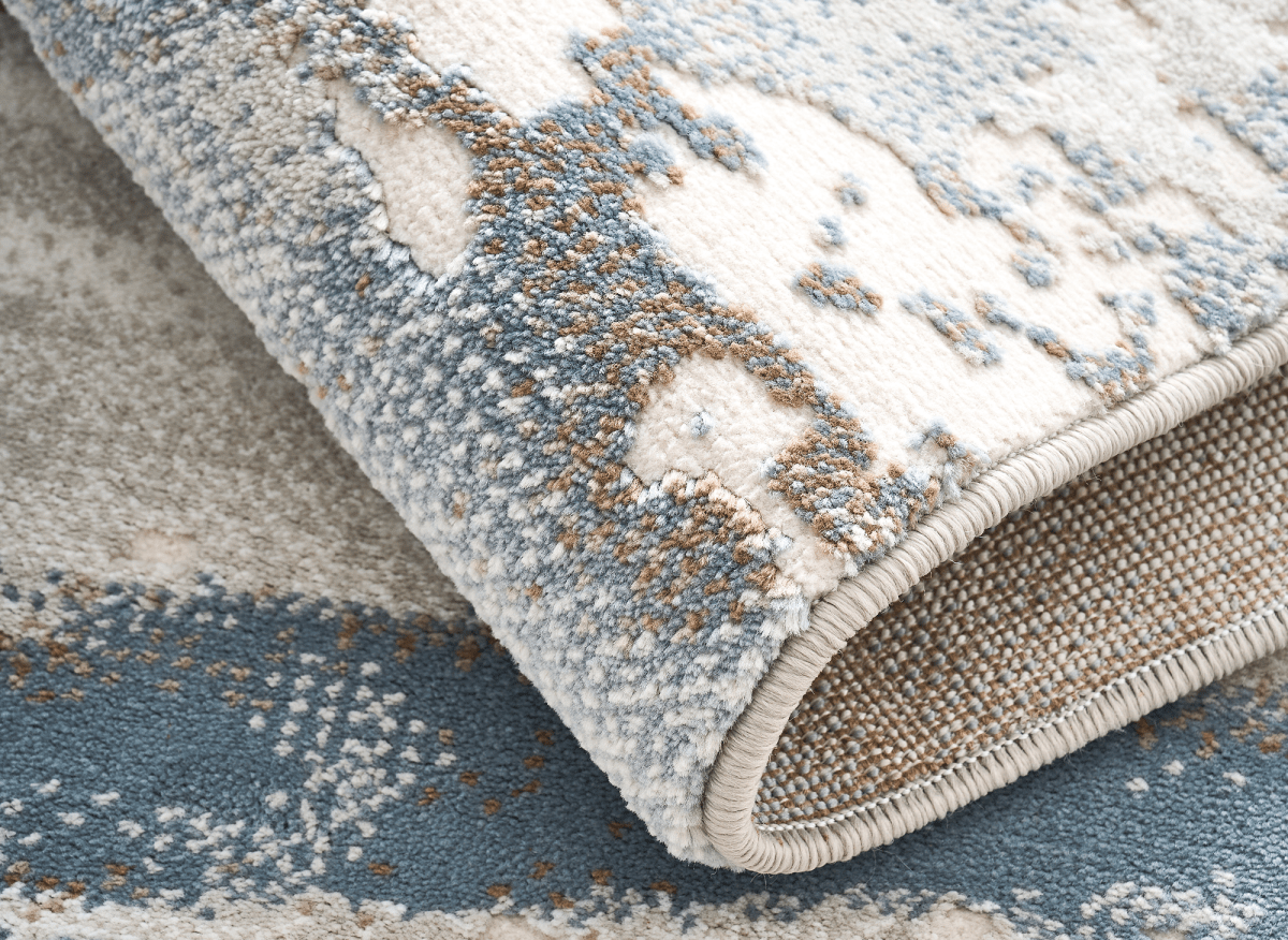 Tapis beige et bleu à motifs graphiques 200 x 290 cm MOSCOU
