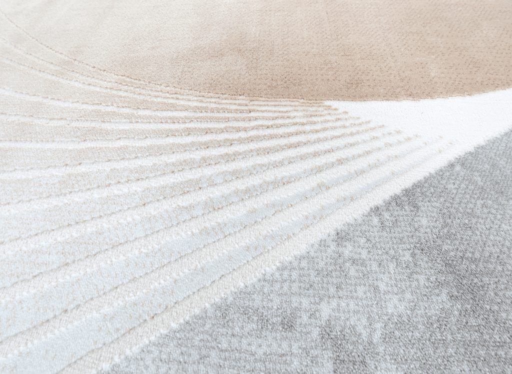 Tapis beige et gris à motifs blancs 160 x 230 cm PORTO