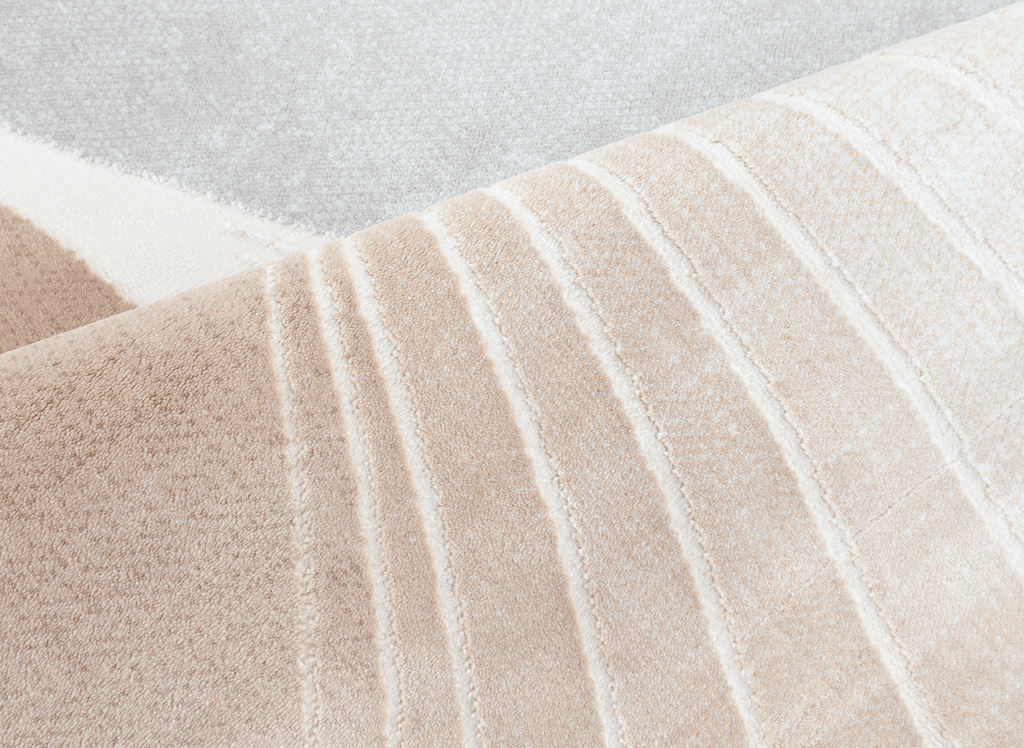 Tapis beige et gris à motifs blancs 160 x 230 cm PORTO