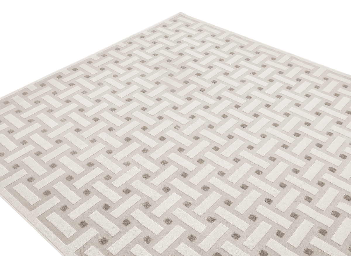 Tapis beige et gris à motifs rectangulaires 160 x 230 cm LYS