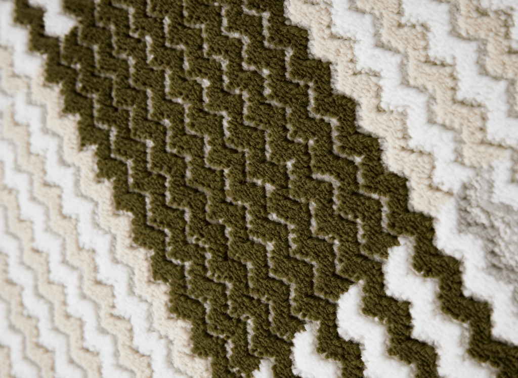 Tapis blanc à motifs carrés verts 200 x 290 cm THEOA