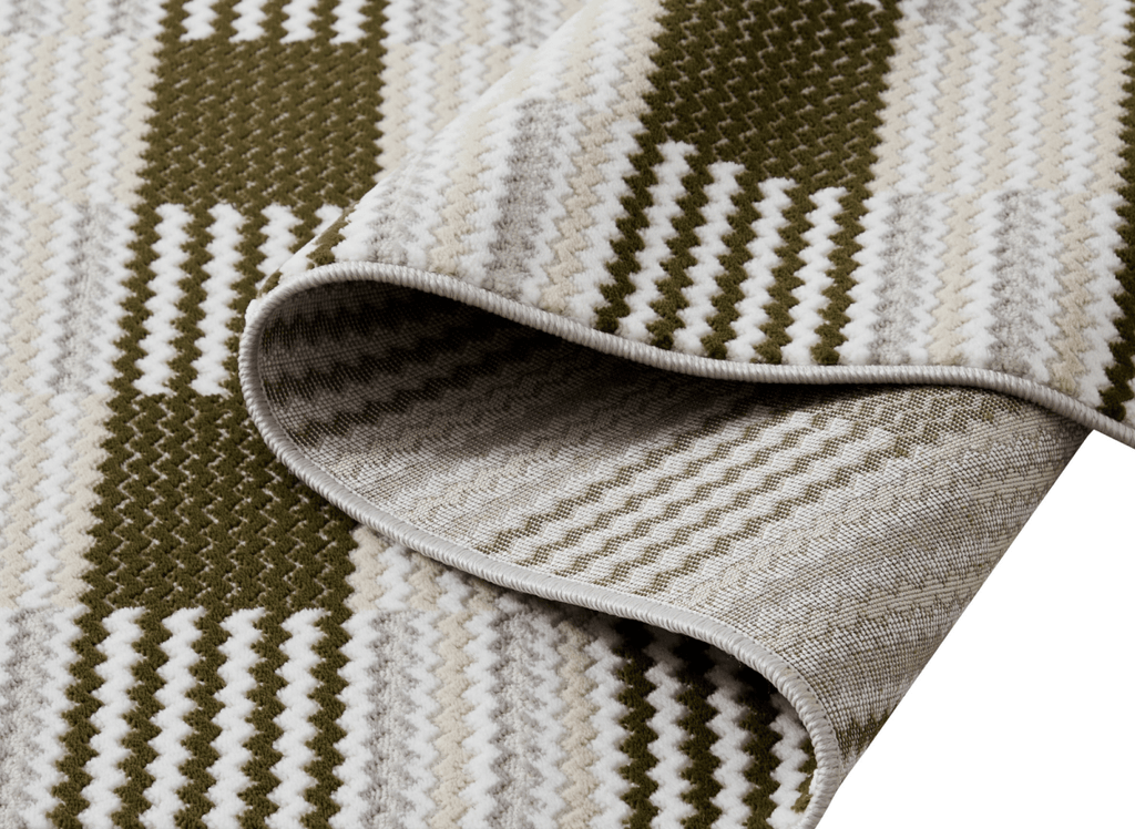 Tapis blanc à motifs carrés verts 200 x 290 cm THEOA