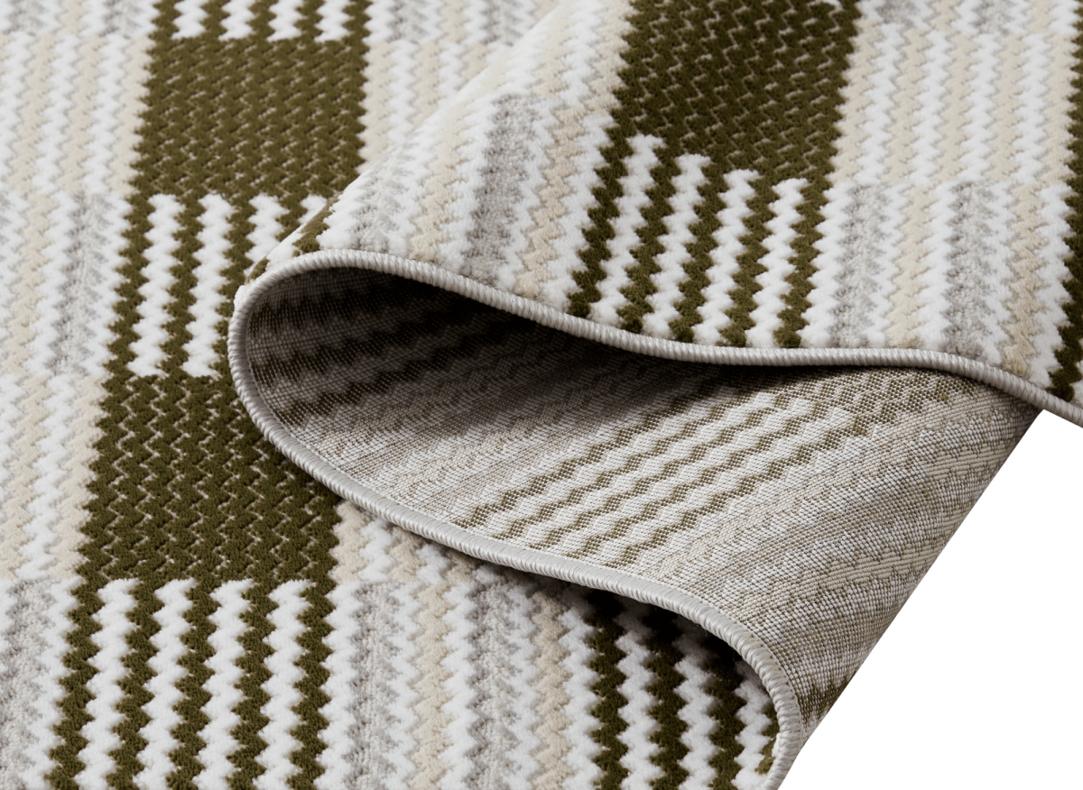 Tapis blanc à motifs carrés verts 200 x 290 cm THEOA