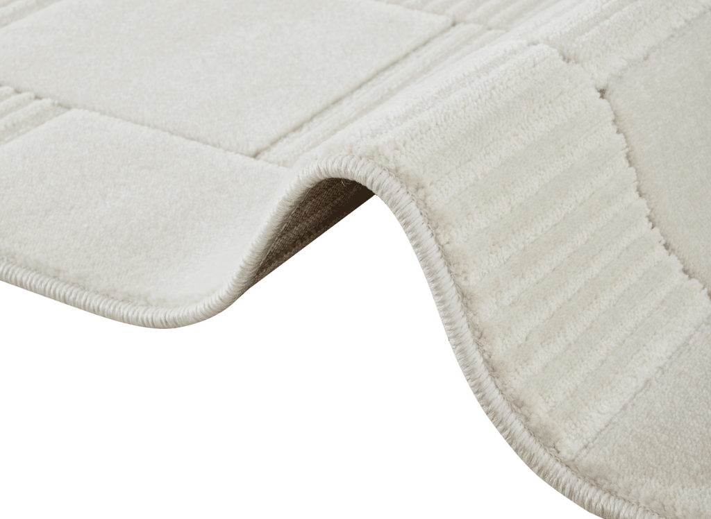 Tapis blanc écru à carreaux texturés 160 x 230 cm KARLINE