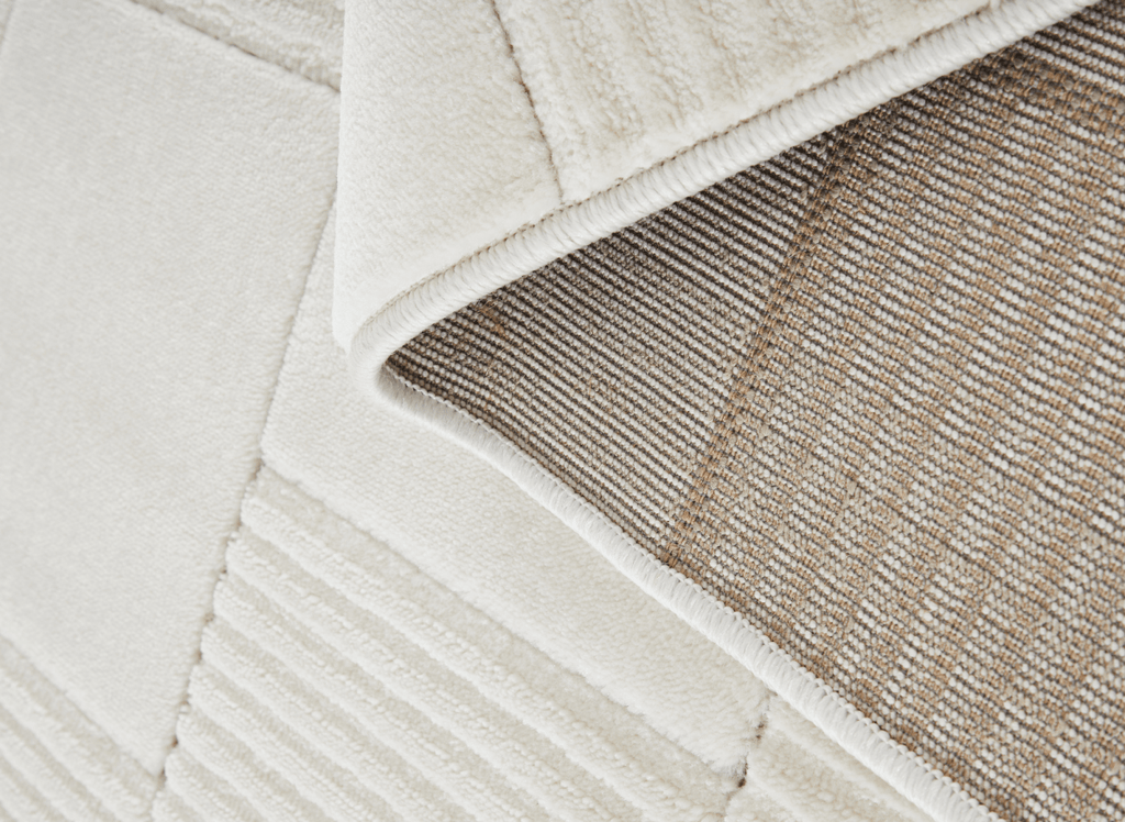 Tapis blanc écru à carreaux texturés 160 x 230 cm KARLINE