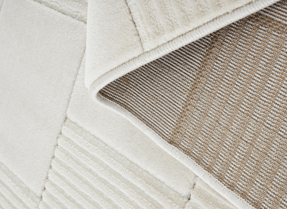 Tapis blanc écru à carreaux texturés 200 x 290 cm KARLINE