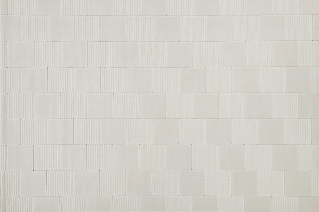 Tapis blanc écru à carreaux texturés 200 x 290 cm KARLINE