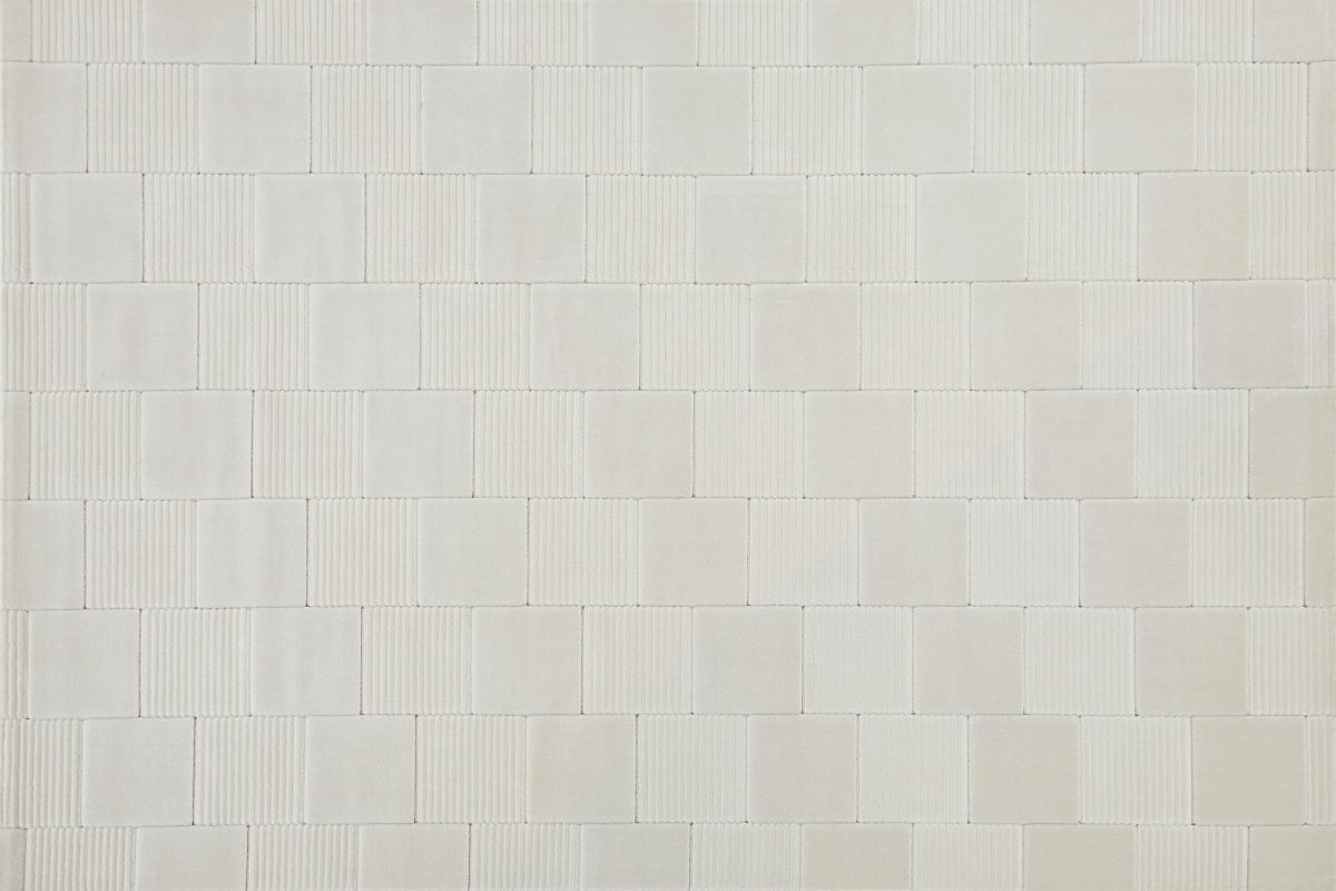 Tapis blanc écru à carreaux texturés 160 x 230 cm KARLINE