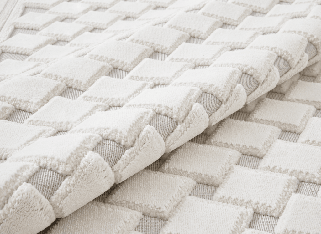 Tapis blanc écru à formes carrées 192 x 290 cm LERIS