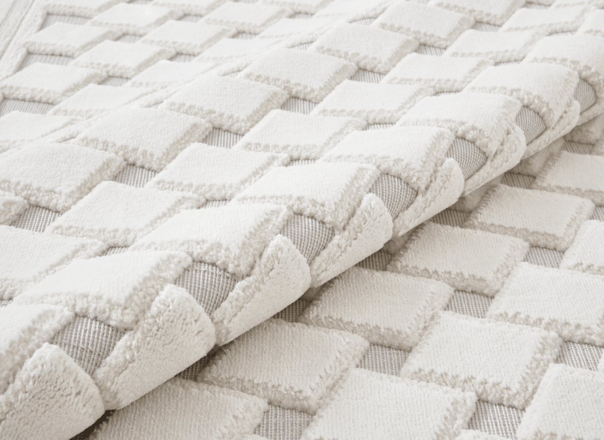 Tapis blanc écru à formes carrées 192 x 290 cm LERIS