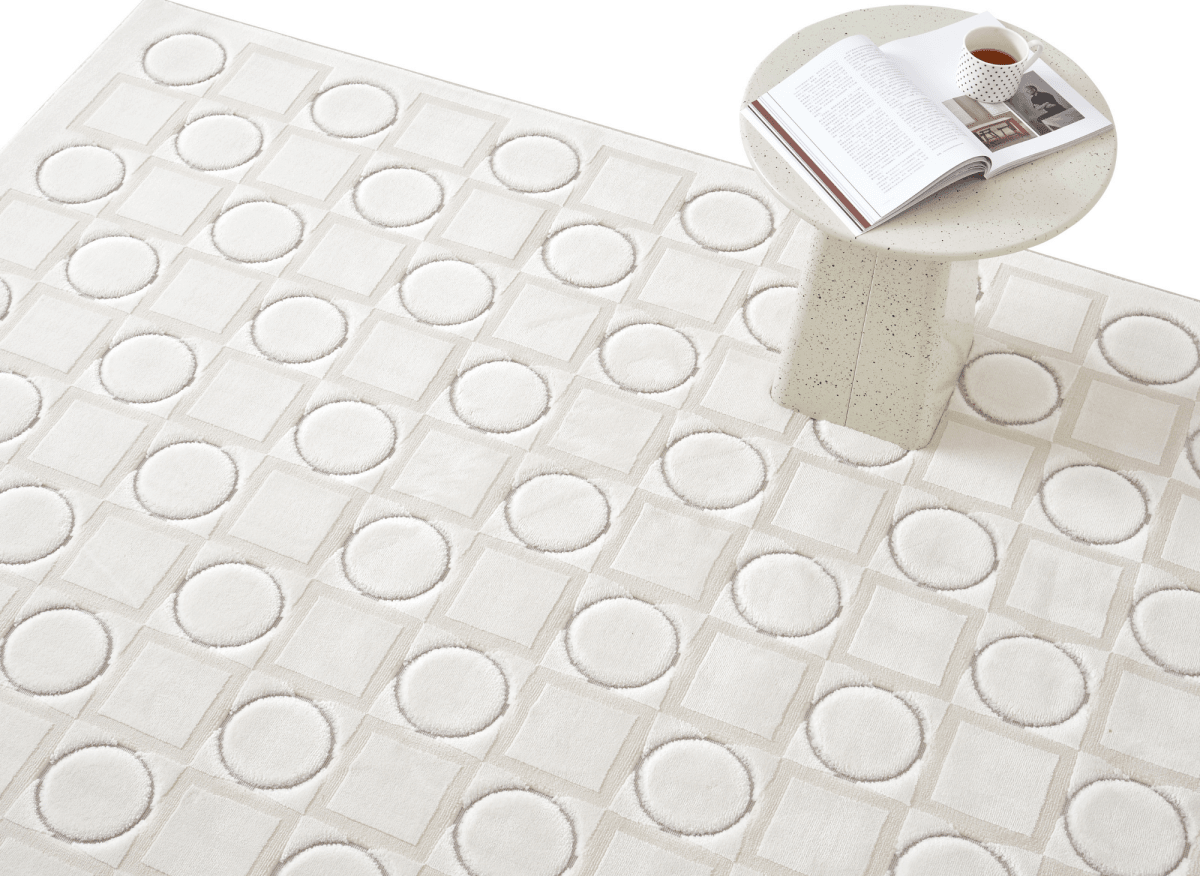 Tapis blanc écru à formes géométriques 192 x 290 cm KAELIES