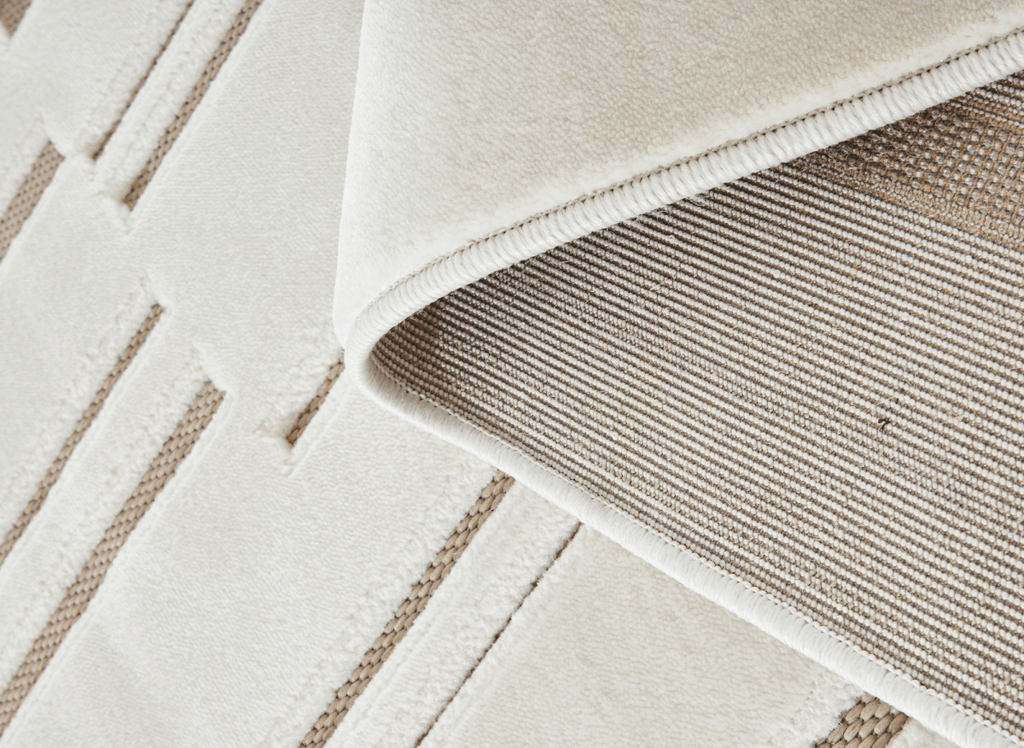 Tapis blanc écru à lignes asymétriques beiges 200 x 290 cm AYLAN