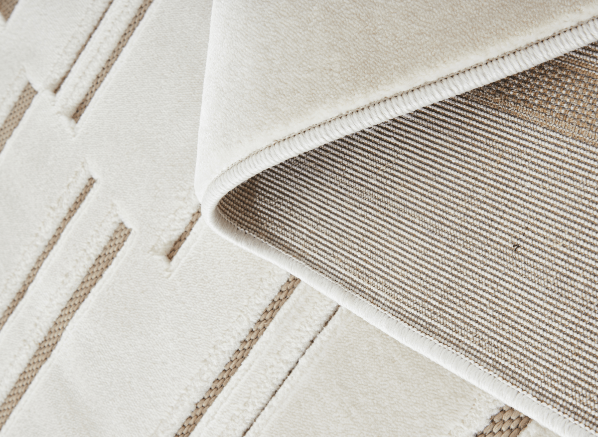 Tapis blanc écru à lignes asymétriques beiges 200 x 290 cm AYLAN