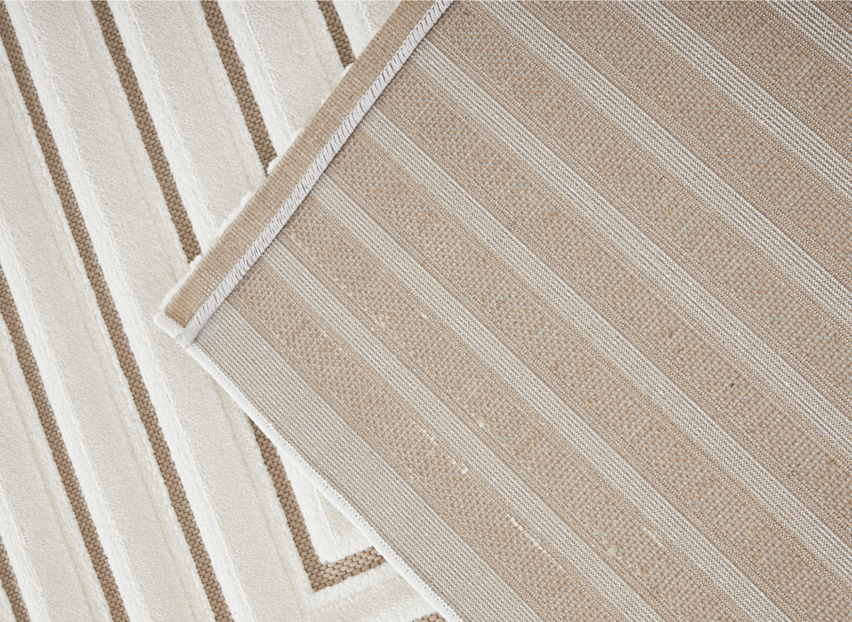 Tapis blanc écru à motifs chevrons  160 x 230 cm AMELIO