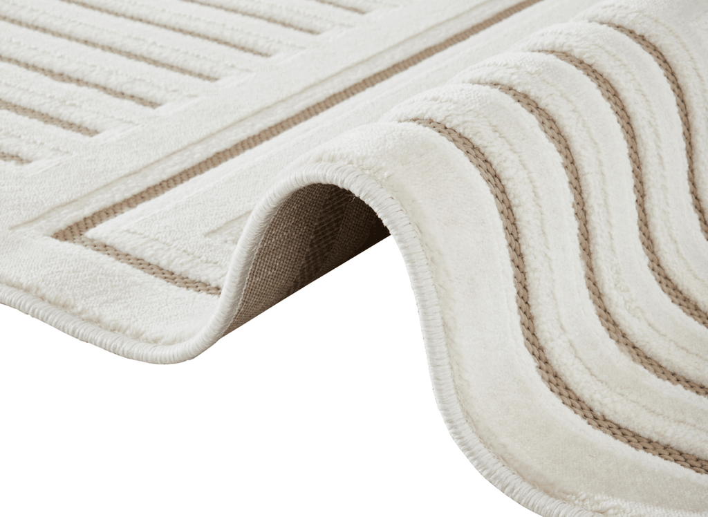 Tapis blanc écru à motifs chevrons  160 x 230 cm AMELIO