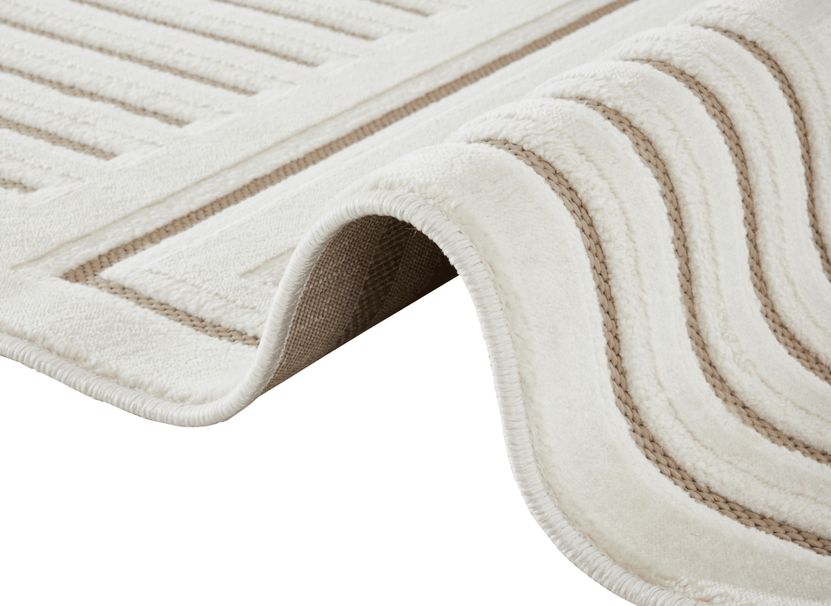 Tapis blanc écru à motifs chevrons  160 x 230 cm AMELIO