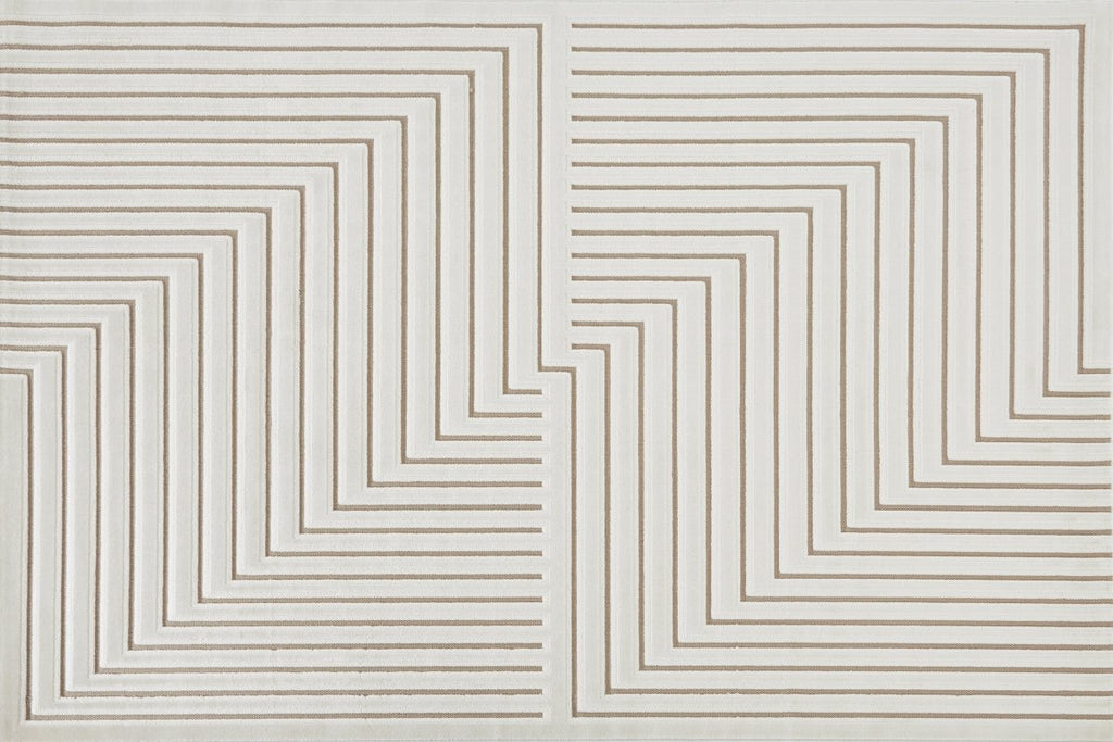 Tapis blanc écru à motifs chevrons  160 x 230 cm AMELIO