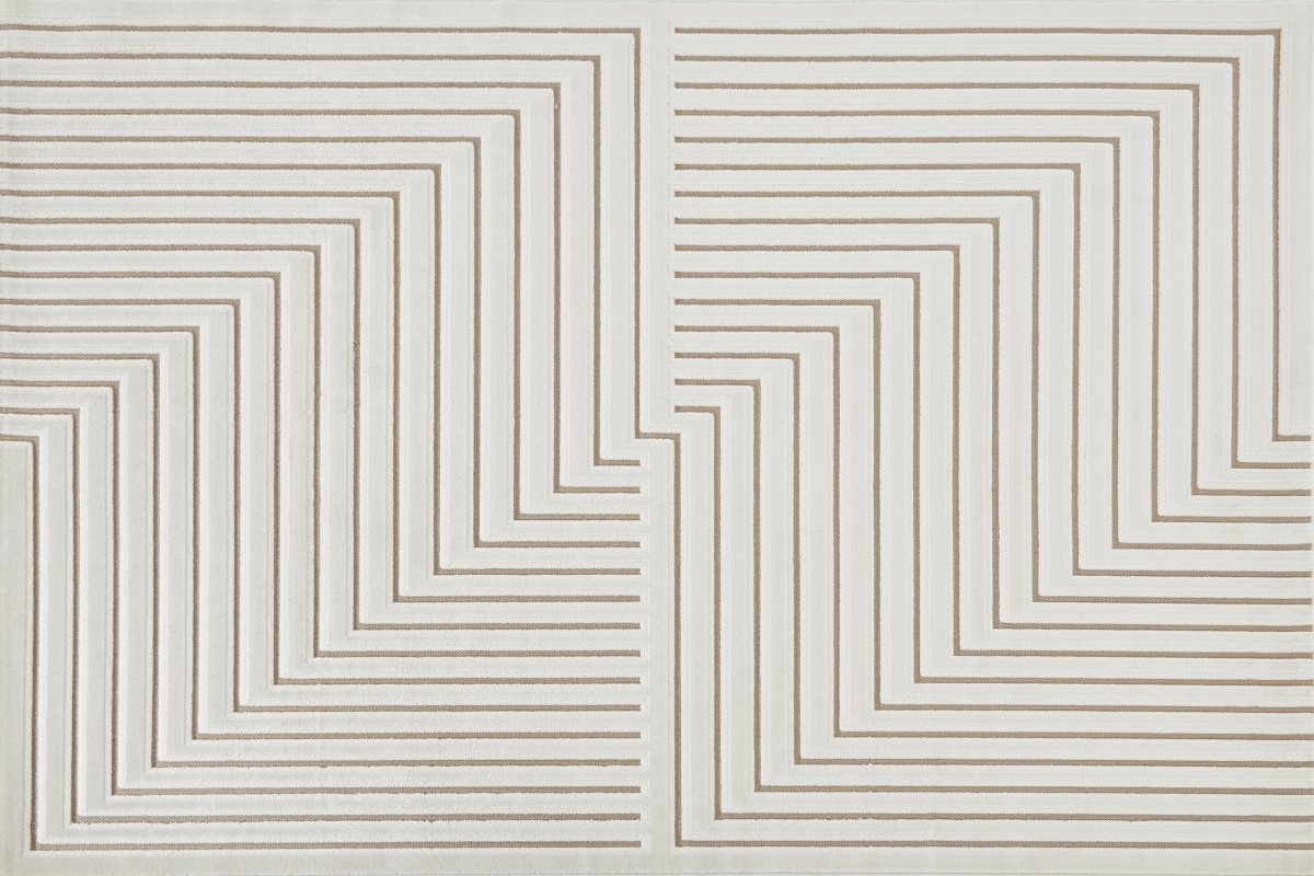 Tapis blanc écru à motifs chevrons  160 x 230 cm AMELIO