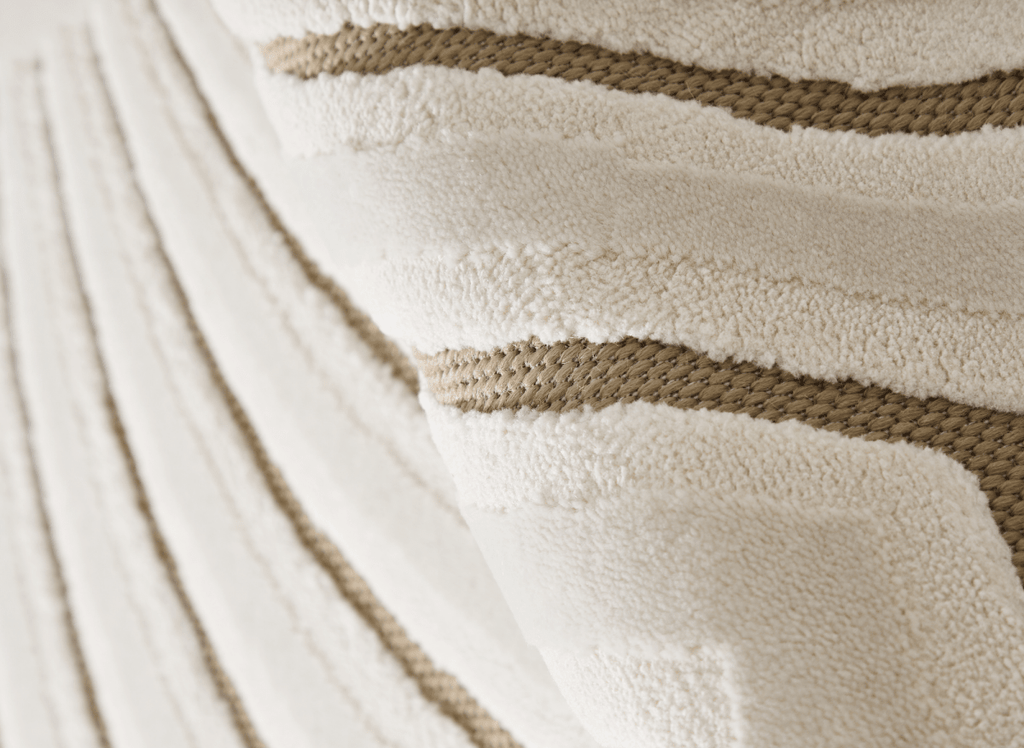 Tapis blanc écru à motifs circulaires beiges 160 x 230 cm ALEO