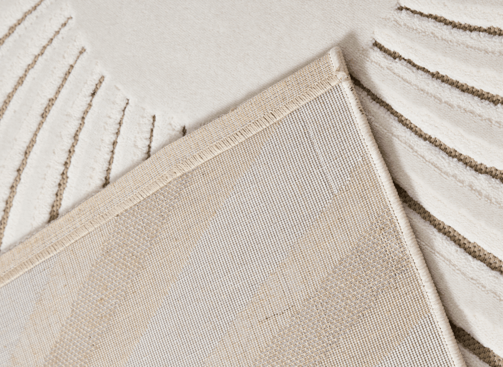 Tapis blanc écru à motifs circulaires beiges 200 x 290 cm ALEO