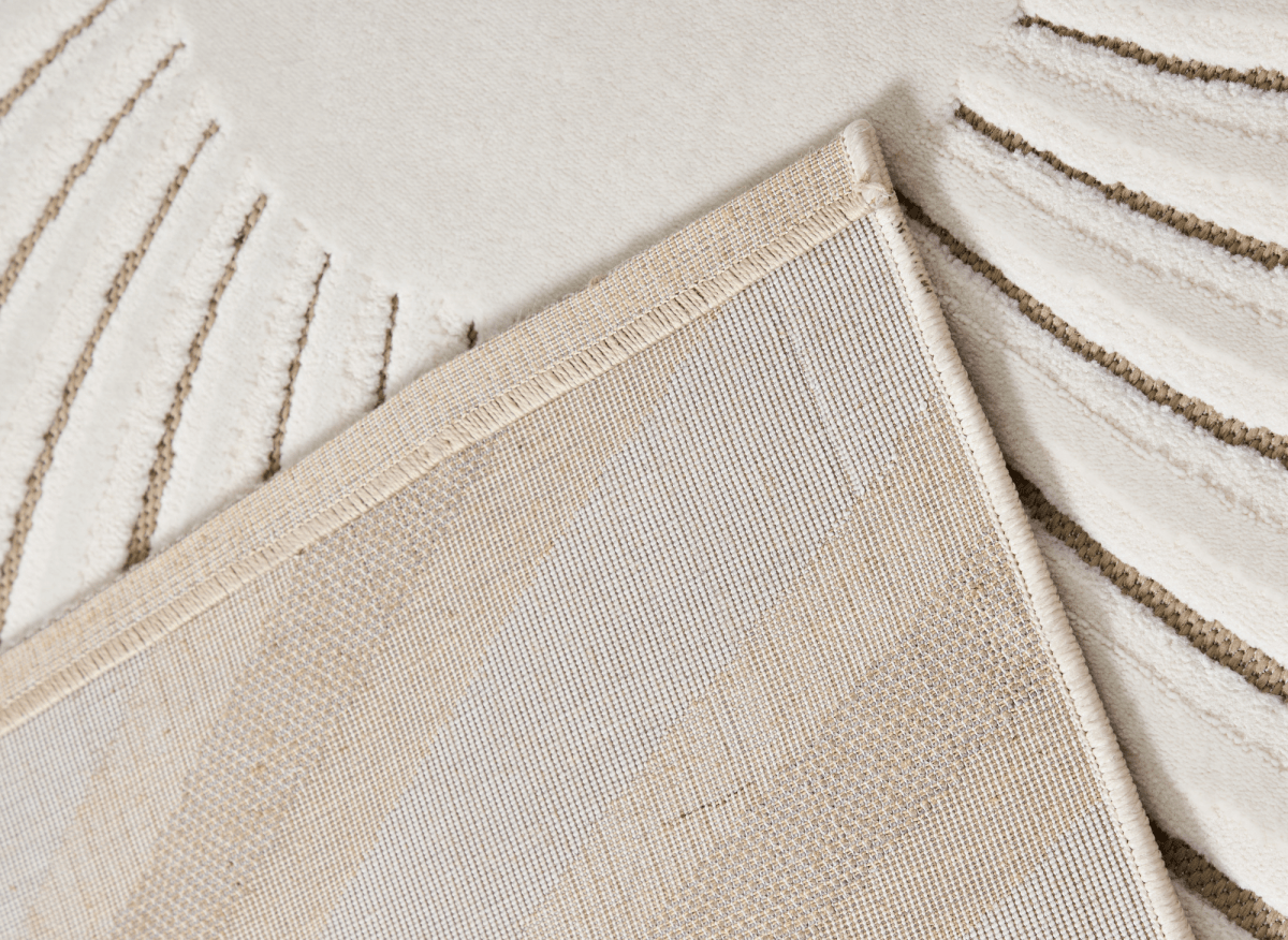 Tapis blanc écru à motifs circulaires beiges 200 x 290 cm ALEO