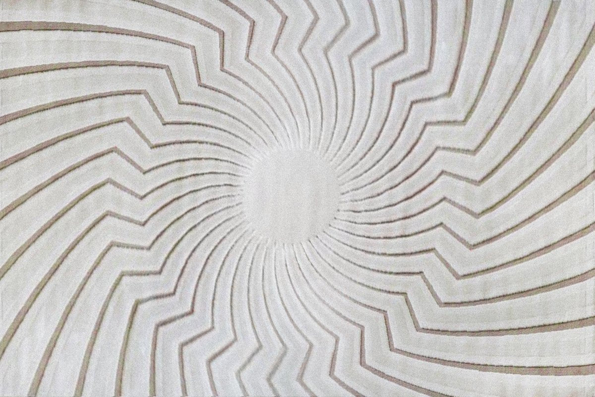 Tapis blanc écru à motifs circulaires beiges 200 x 290 cm ALEO