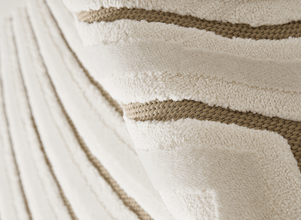 Tapis blanc écru à motifs circulaires beiges 200 x 290 cm ALEO