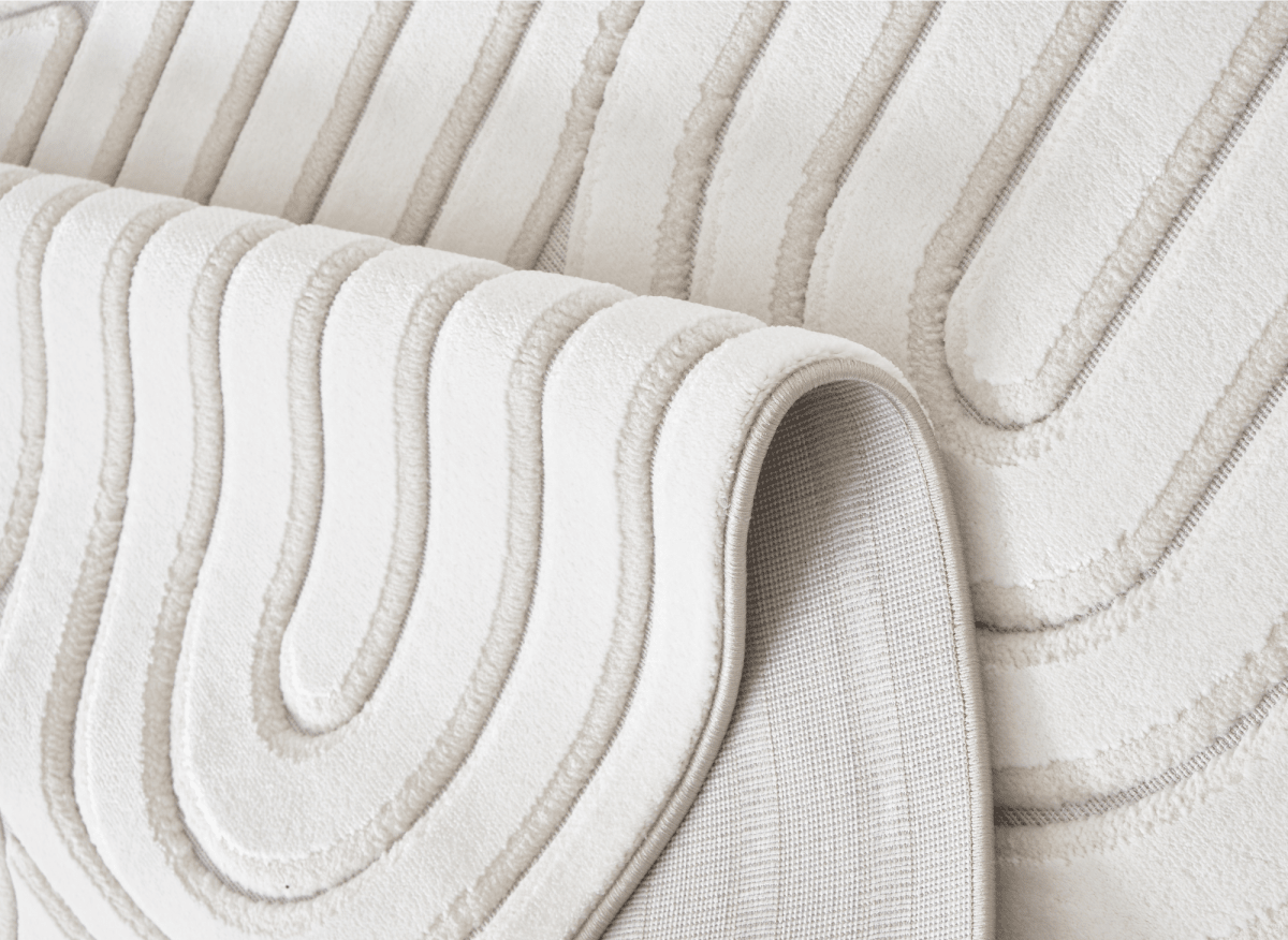 Tapis blanc écru à relief géométriques 154 x 230 cm AFINA