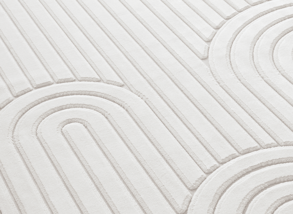Tapis blanc écru à relief géométriques 154 x 230 cm AFINA