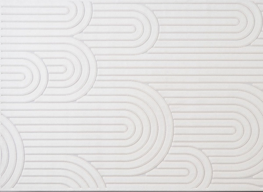 Tapis blanc écru à relief géométriques 192 x 290 cm AFINA