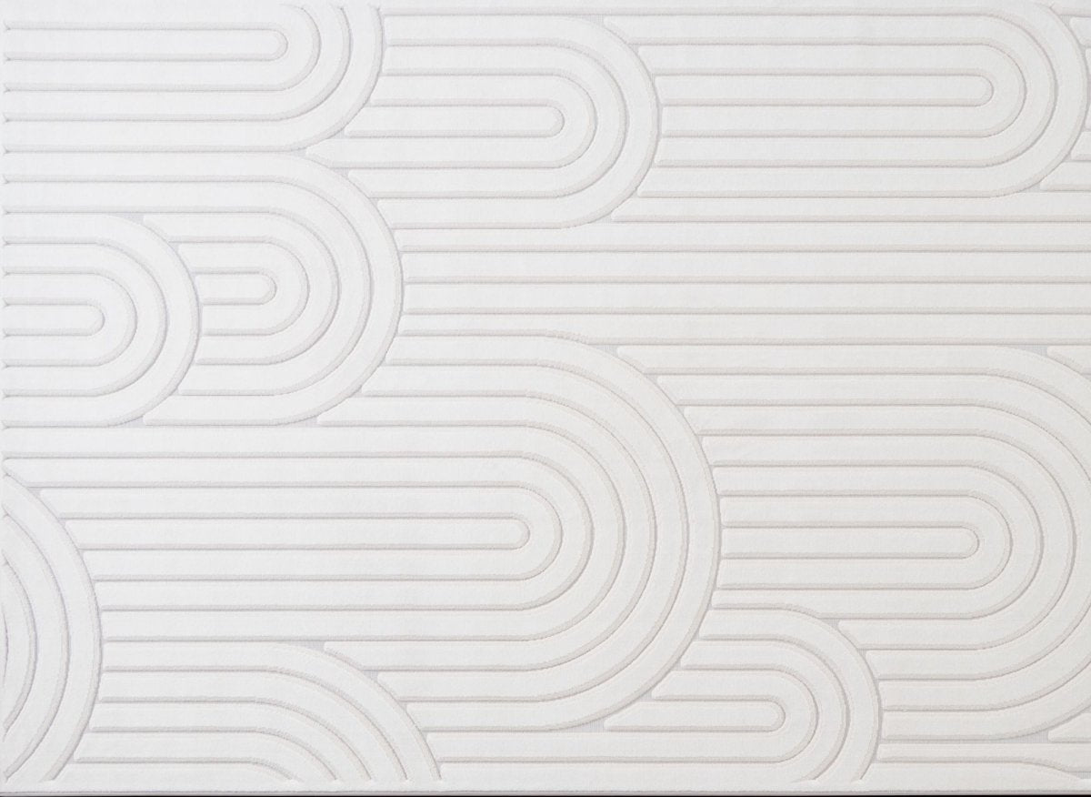 Tapis blanc écru à relief géométriques 154 x 230 cm AFINA