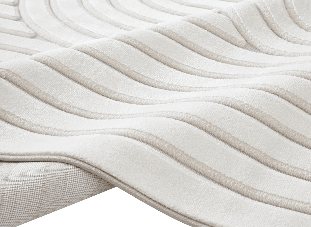 Tapis blanc écru à relief géométriques 192 x 290 cm AFINA
