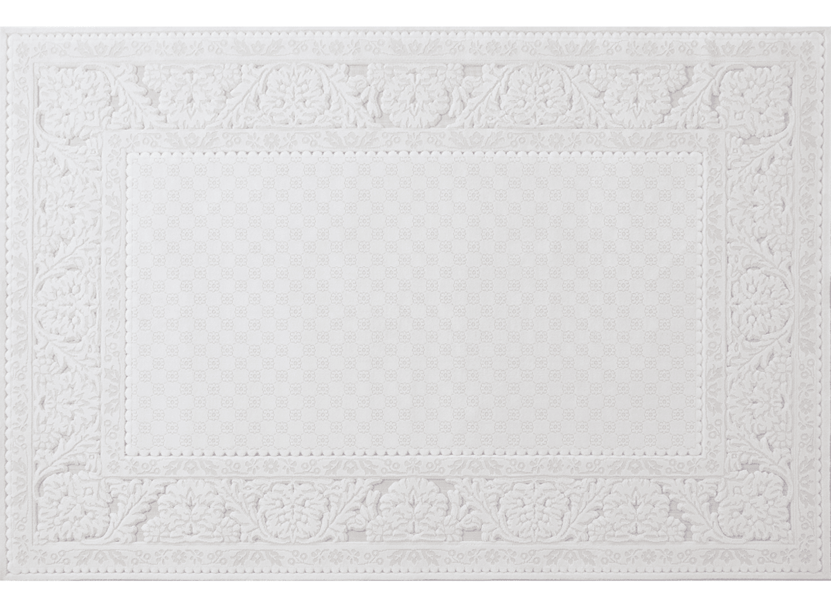 Tapis blanc écru effet moulure parisienne 154 x 230 cm CESAR