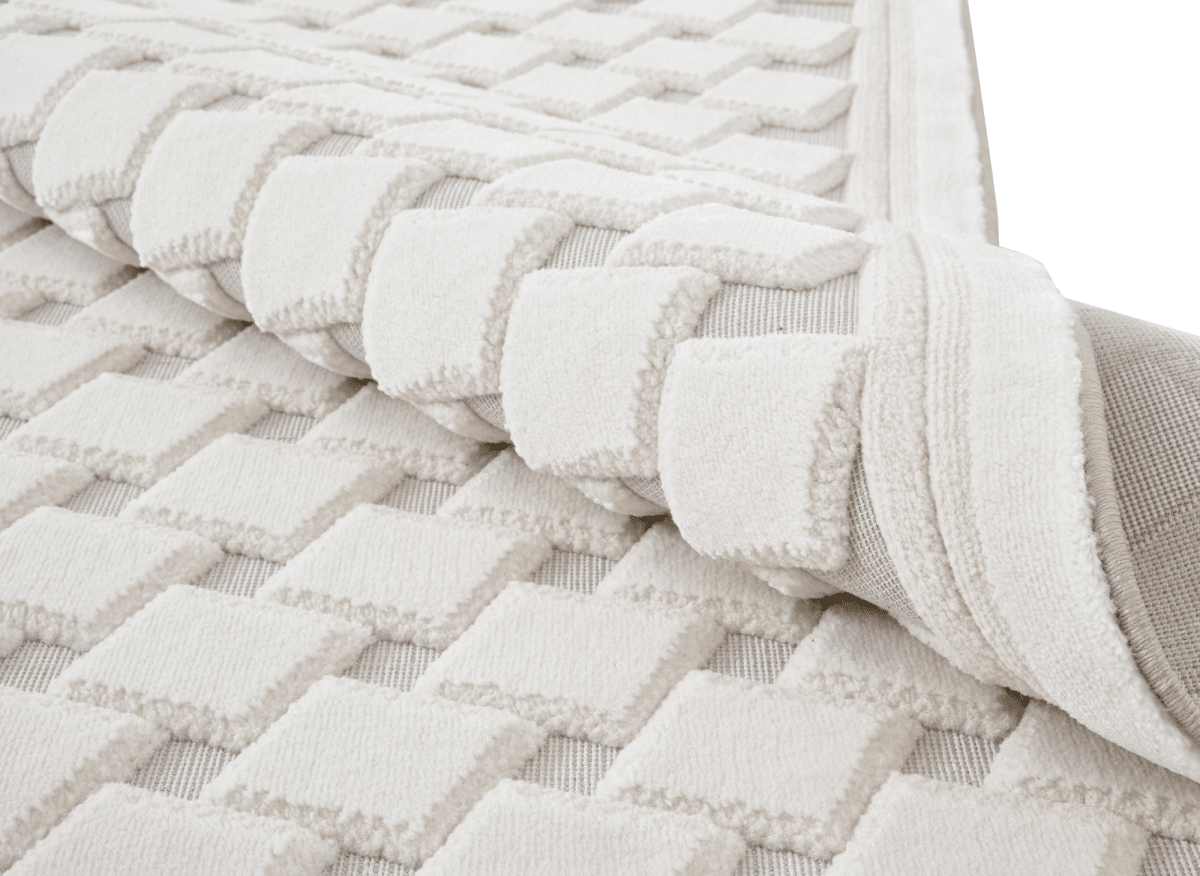 Tapis blanc écru effet moulure parisienne 154 x 230 cm LERIS