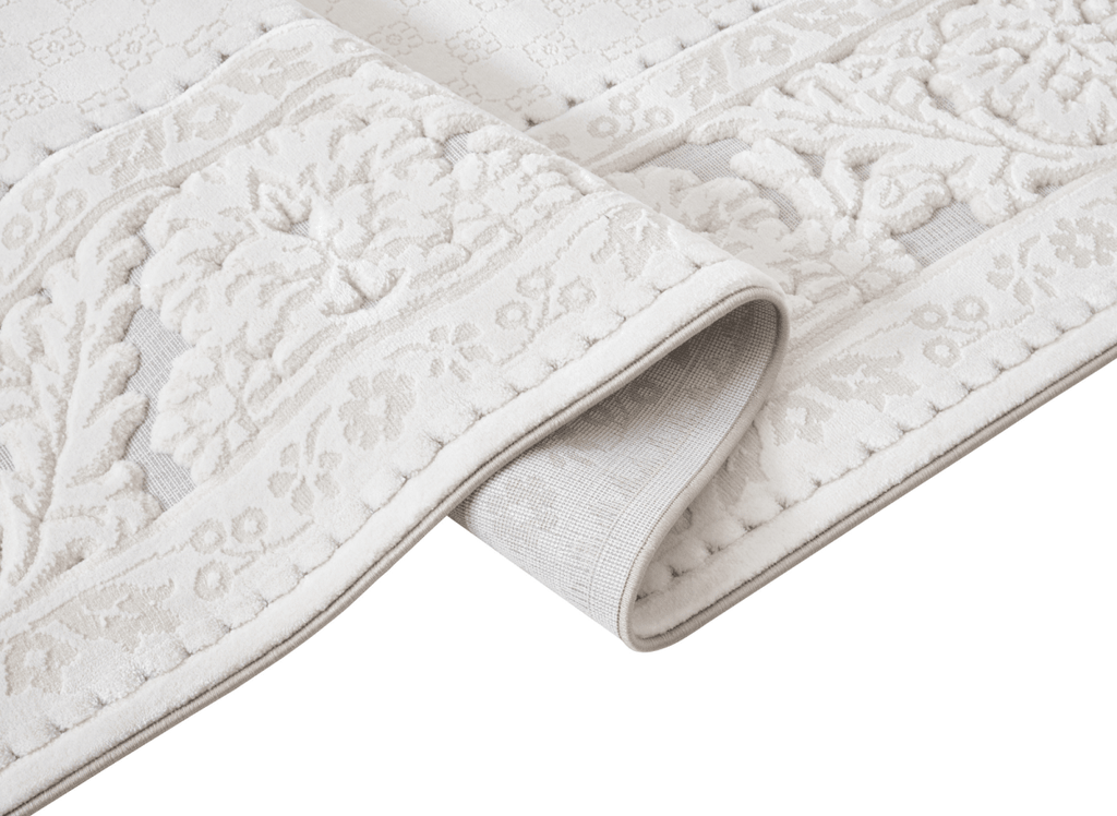 Tapis blanc écru effet moulure parisienne 192 x 290 cm CESAR