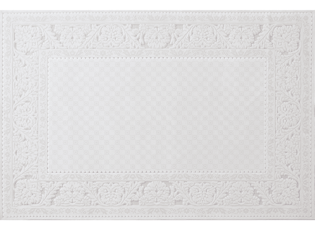Tapis blanc écru effet moulure parisienne 192 x 290 cm CESAR