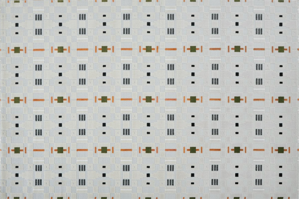 Tapis écru à motifs géométriques verts et orange 160 x 230 cm LOANE