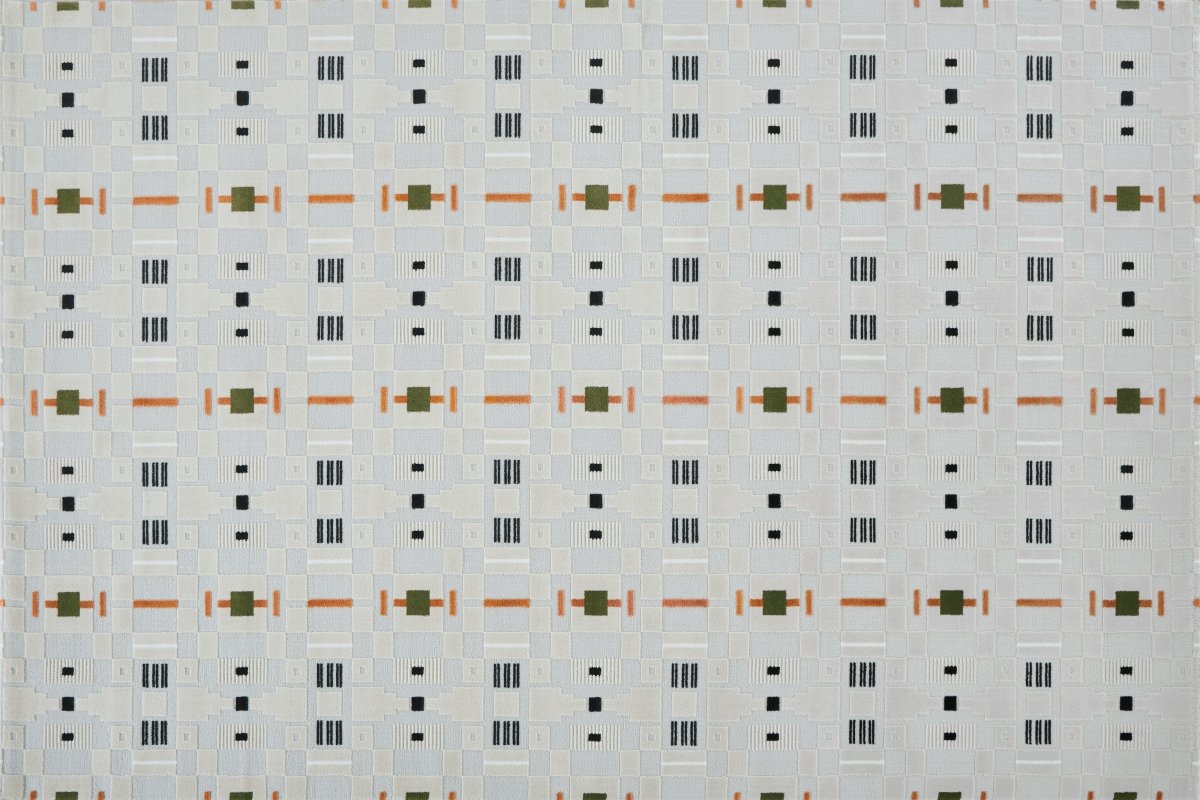 Tapis écru à motifs géométriques verts et orange 160 x 230 cm LOANE